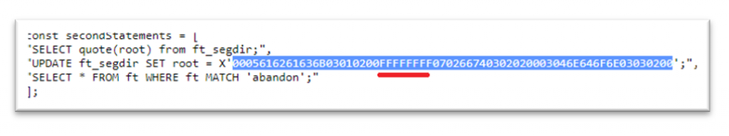 Region of memory in blue is the same as the string in the PoC code