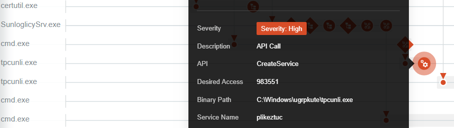 Figure 13 – Service “plikeztuc” creation to establish persistence