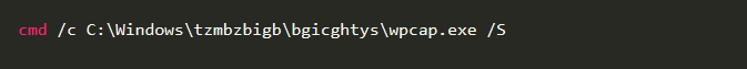 Figure 17 – Installation of WinPcap tool using silent installation command /S