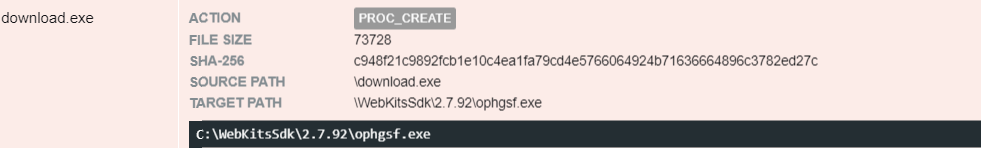 Figure 4 – download.exe launches process ophgsf.exe